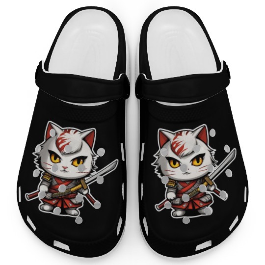 ninja cat with a katana 2 Clogs