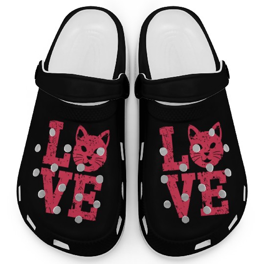 Love funny cat face Clogs