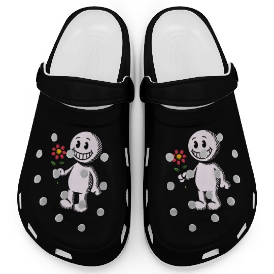 Stick Figure with Flower I LOVE YOU Clogs