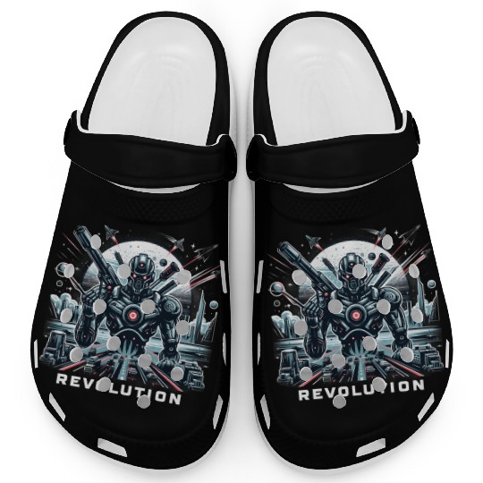 Futuristic Robot In A Sci-Fi Landscape Clogs