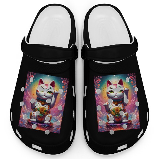 Maneki neko lucky cat Clogs