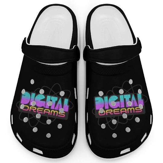 Digital Dreams - Retro Y2K Streetwear Design Clogs