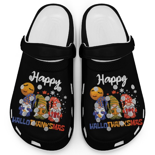 Happy Hallothanksmas Halloween Thanksgiving Gnome Clogs