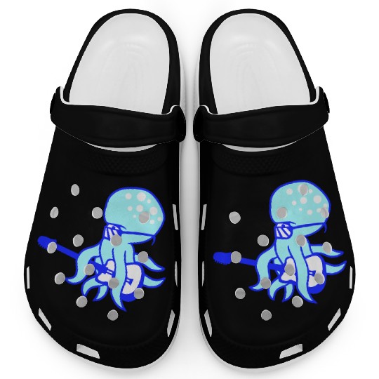 Cool Octopus Kraken Squid Plays Guitar Guitarist Clogs