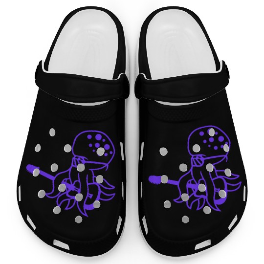 Cool Octopus Kraken Squid Plays Guitar Guitarist Clogs