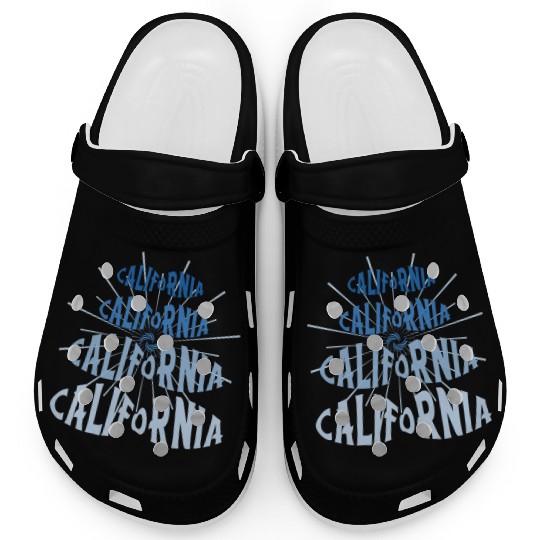 California West Coast Golden State Blue Graphic Clogs