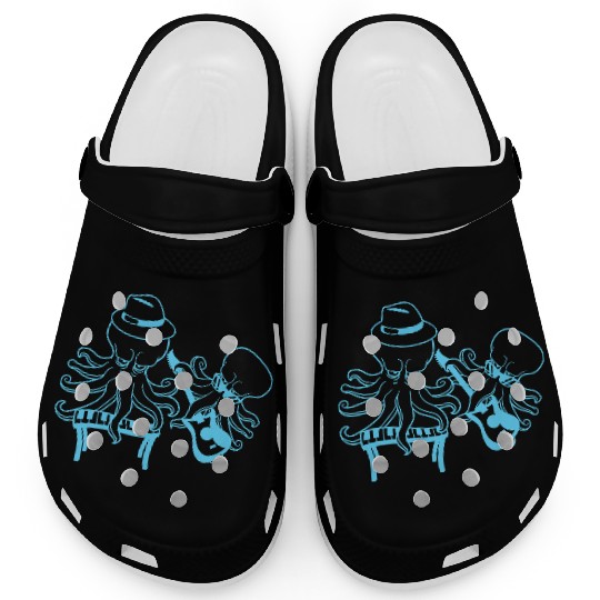 Two Octopus Kraken Squid Guitar Keyboard Band Team Clogs