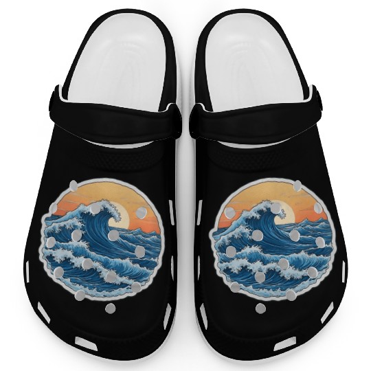 Serene Blue Ocean Waves Scenic Clogs