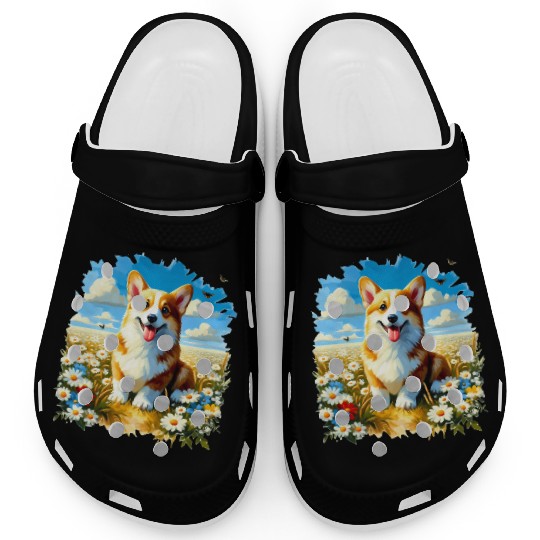 Corgi in Summer Clogs