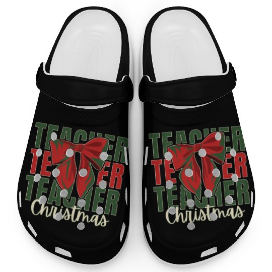 Teacher Christmas Clogs gift bow style
