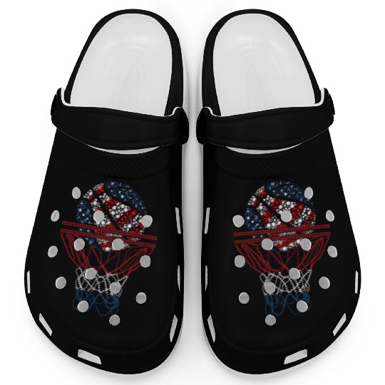 Basketball American Patriotic 4th Of July US Flag Clogs