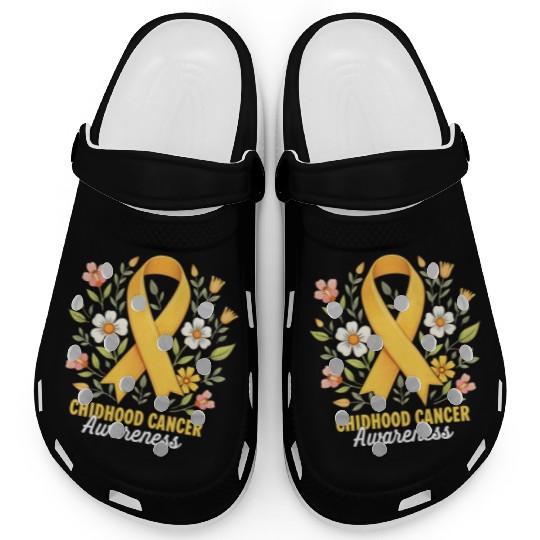 Childhood Cancer Awareness Hippie Flower Ribbon Clogs