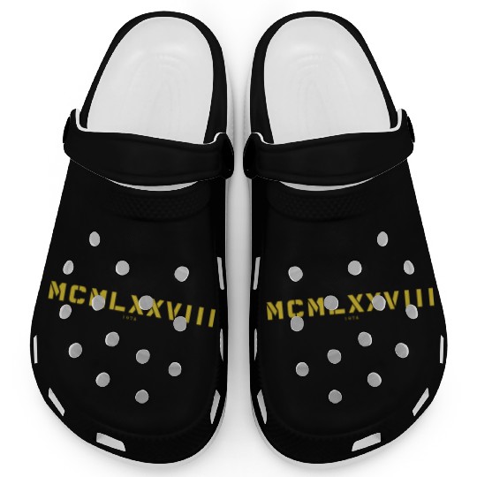 Roman numeral Year of birth Made in 1978 Clogs