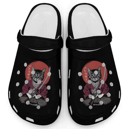 Neko Battousai Samurai Cat Classic Clogs