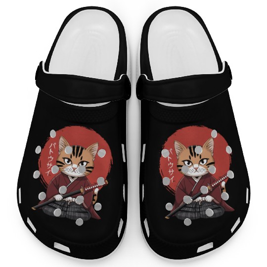 Neko Battousai Samurai Cat Classic Clogs