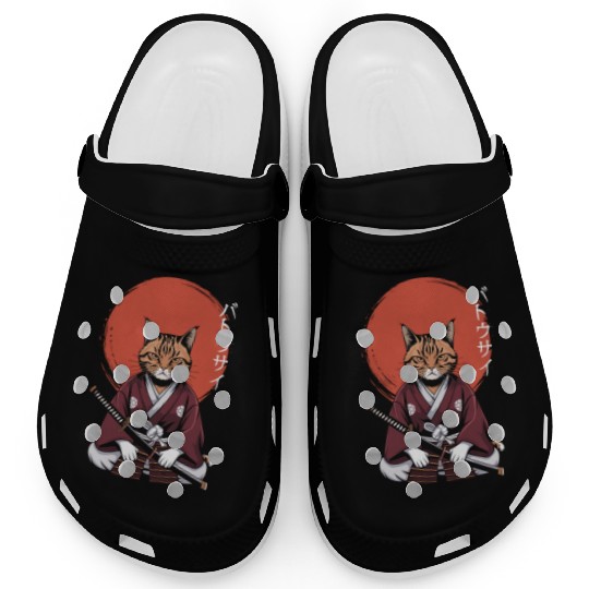 Neko Battousai Samurai Cat Classic Clogs