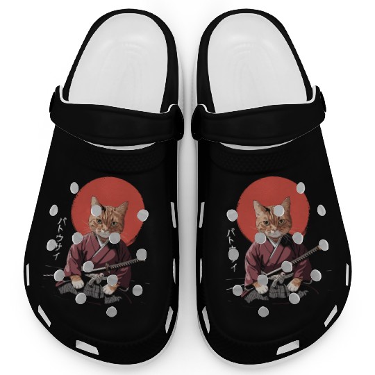 Neko Battousai Samurai Cat Classic Clogs