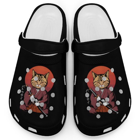 Neko Battousai Samurai Cat Classic Clogs