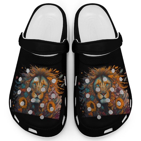 Lion with Sunflower: Majestic and Bright Design Clogs