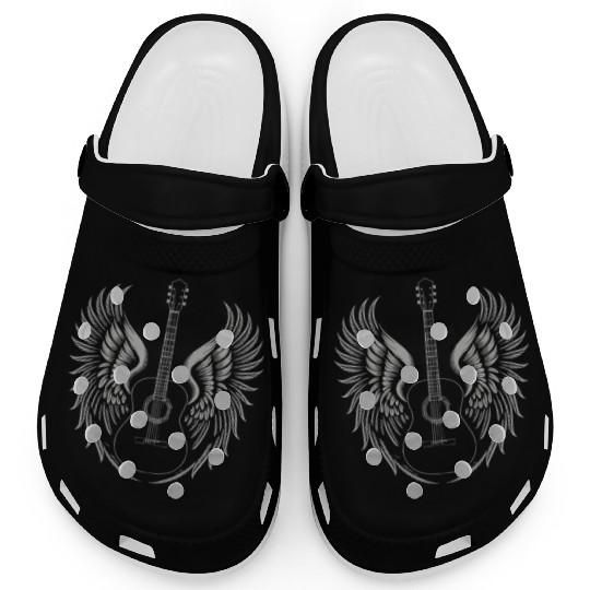 Electric Guitar with Wings Rock and Roll Music Clogs