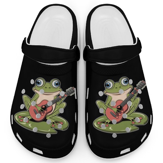Frog Playing Guitar On Lily Pad Clogs