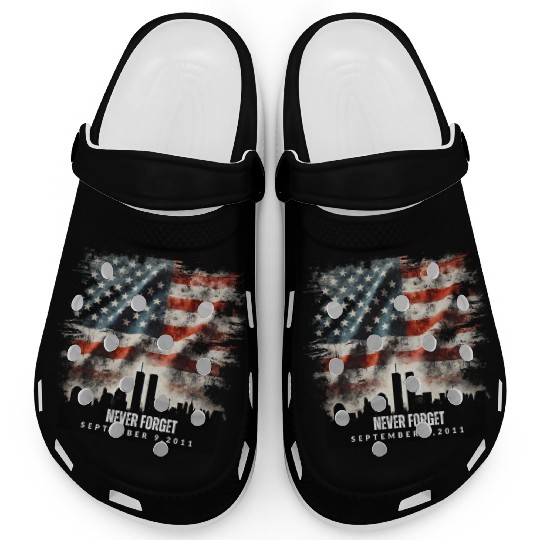 Never Forget September 11 2001 Memorial Day Flag Clogs