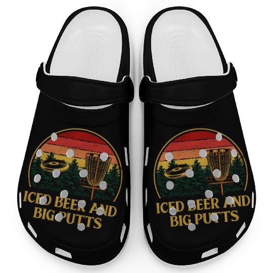 Iced Beer and Big Putts Disc Golf Beer Lover Golfe Clogs