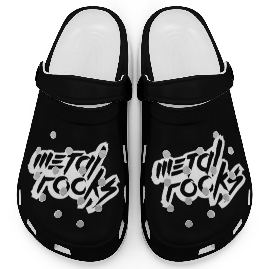 Heavy Metal Rocks Hard Rock Music Text Quote Logo Clogs