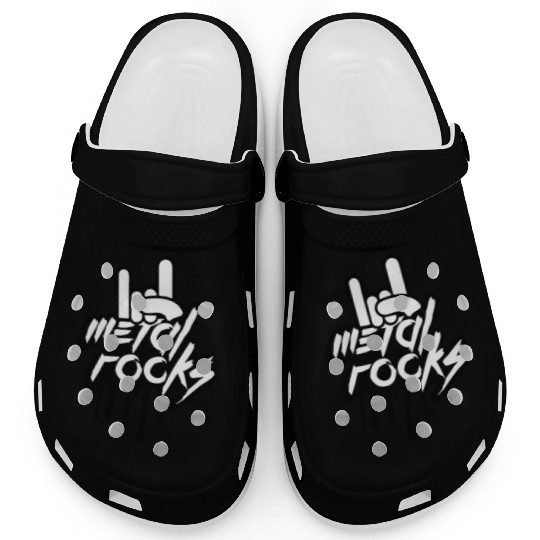 Heavy metal rocks graffiti spray drop hand gesture Clogs