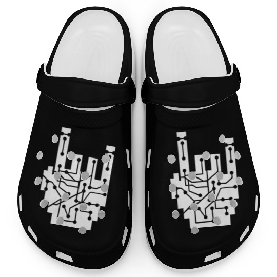 Heavy metal nerd electronic circuits hand gesture Clogs