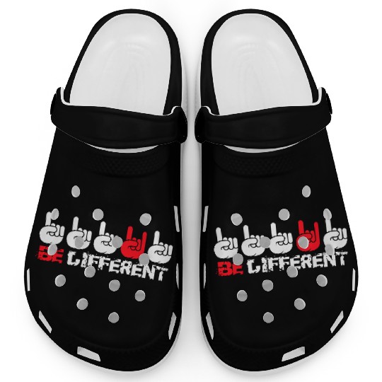 5 Be Different Heavy Metal Hard Rock Hand Gestures Clogs