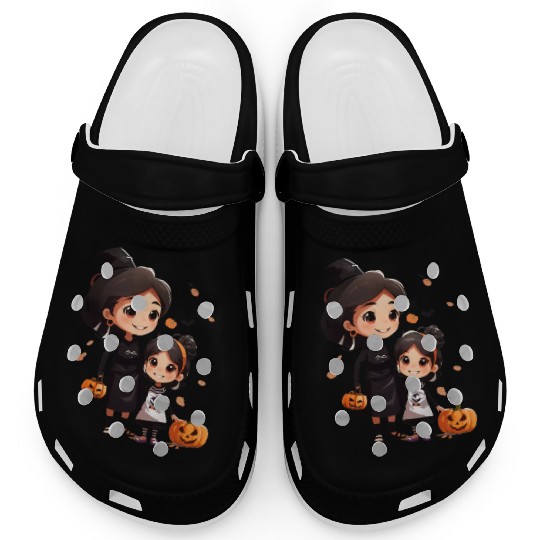 Mother and Daughter Halloween Trick-or-Treat Fun Clogs