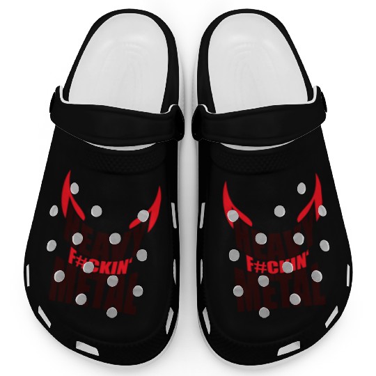 Heavy F#ckin' Metal Hard Rock Fun Music Text Quote Clogs