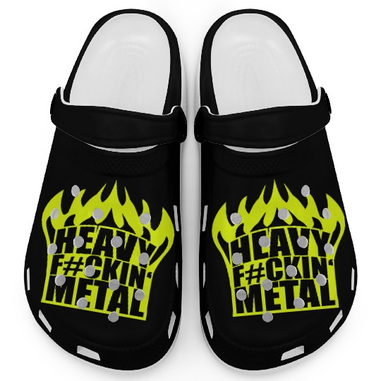 Heavy F#ckin' Metal Hard Rock Fun Music Text Quote Clogs