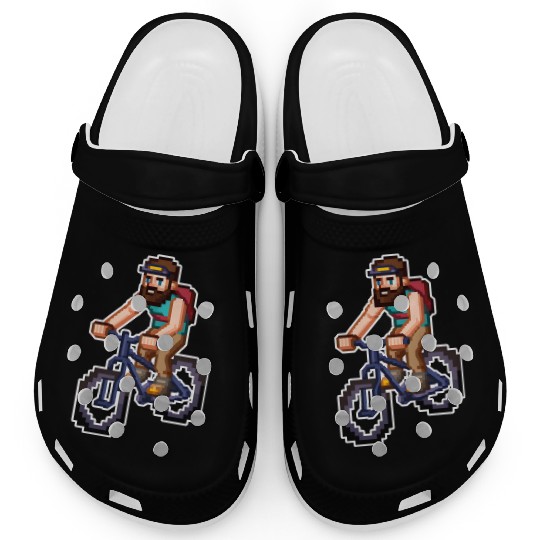 Mountain Bike Pixel Art Clogs