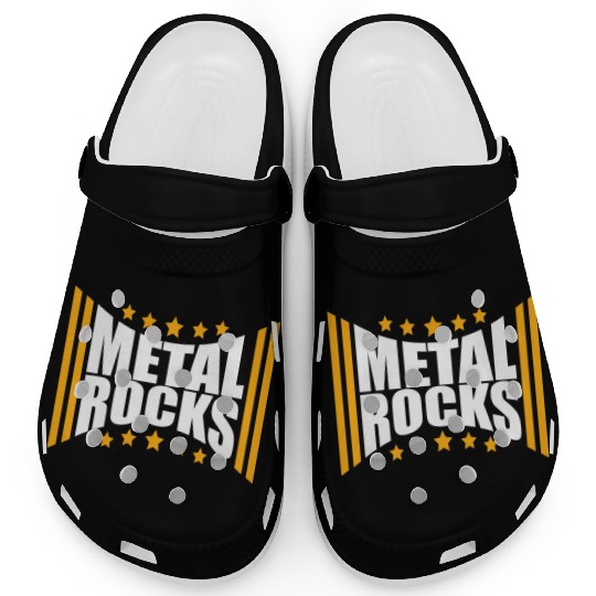 Heavy Metal Rocks Hard Rock Music Text Quote Logo Clogs