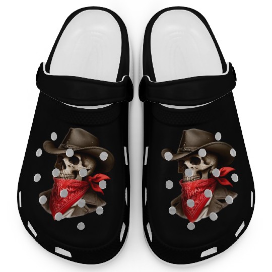 Cowboy Skeleton Skull Bandit Clogs