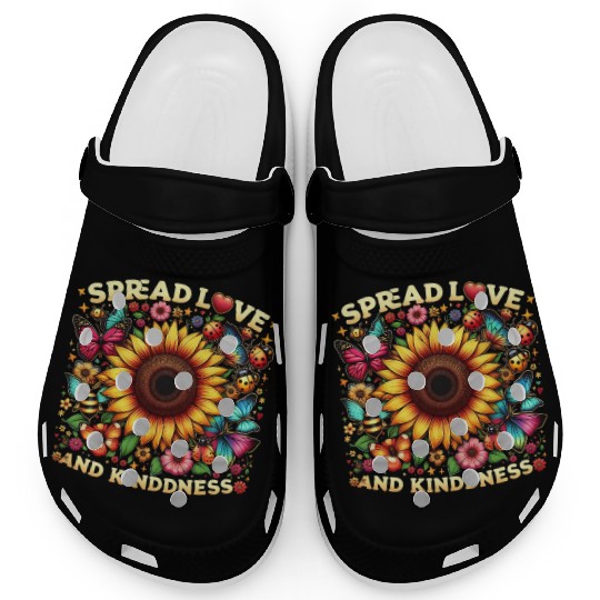 Spread Love & Kindness Sunflower Design Clogs