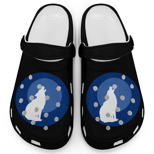 Wolf Moon Nature Vector Clogs