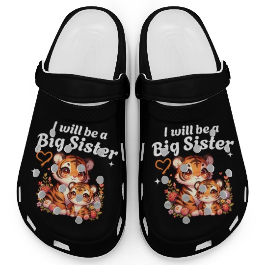 I'm Going To Be A Big Sister Cute Tiger Clogs