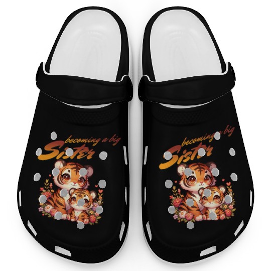 Soon I'll Be A Big Sister Cute Tiger Clogs
