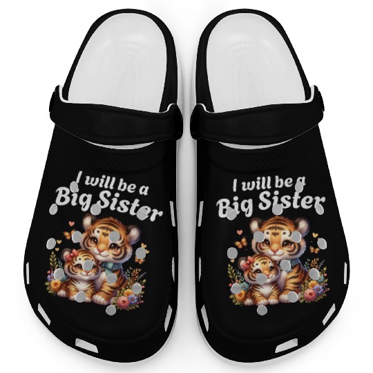 I'm Going To Be A Big Sister Cute Tiger Clogs