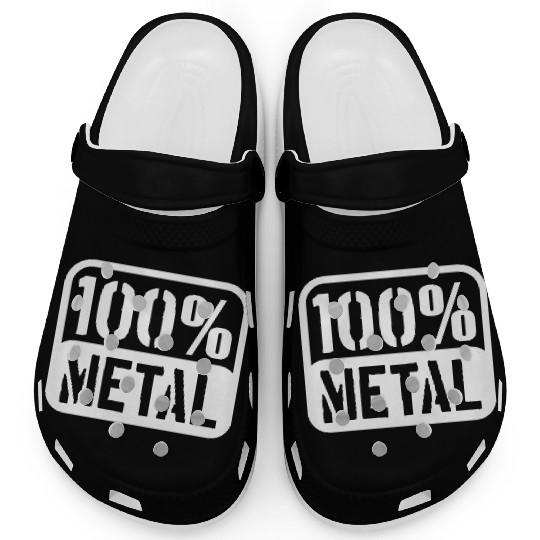 100 % Percent Rock Heavy Metal Music Text Logo Clogs