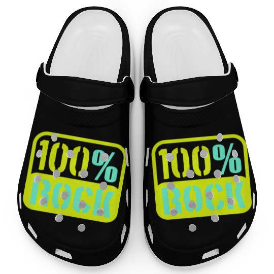 100 % Percent Rock Heavy Metal Music Text Logo Clogs