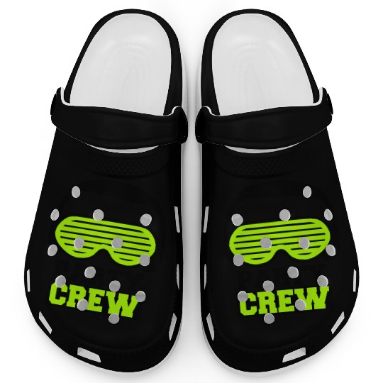 Party Crew Face Team Friends Member Face Text Logo Clogs