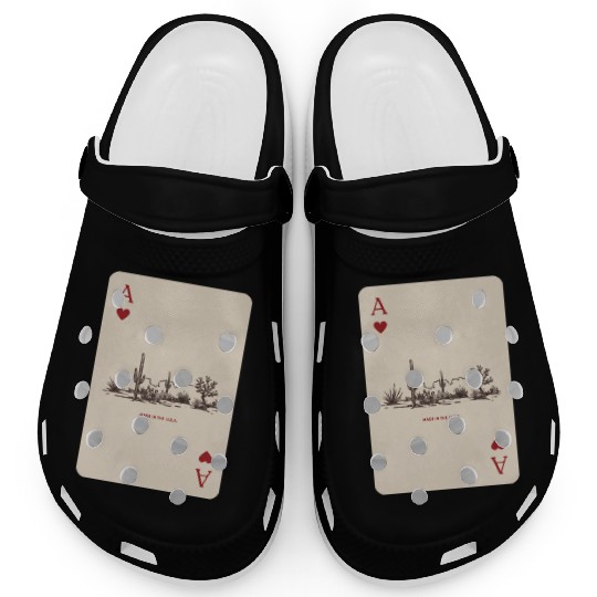 Desert Playing Card Vintage Western Landscape Clogs