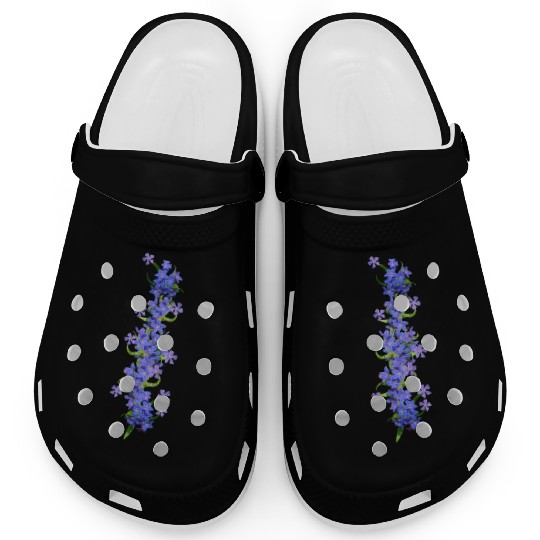 evergreen blue flowers blue blooms Clogs
