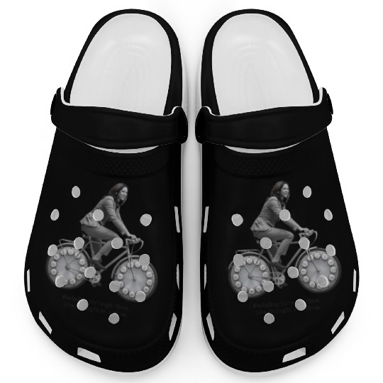 Kamala Harris Cycling Through Time Clogs Unique