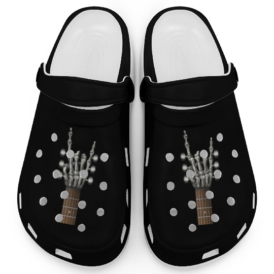 Rock On Guitar Neck Skeleton Hand Sign Rock & Roll Clogs