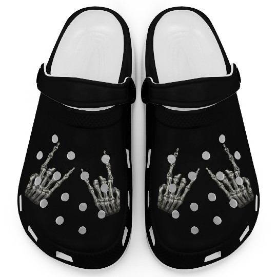 Rock On Rock Star Skeleton Hands Rocker Halloween Clogs